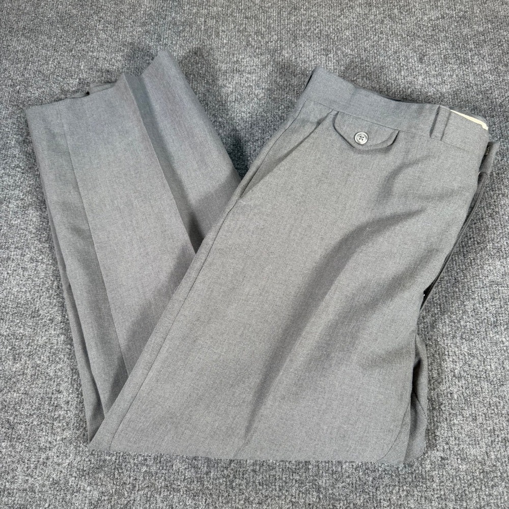 Imperial by Haggar Mens Gray Straight Leg Dress Pants USA Made 35x28 #4537